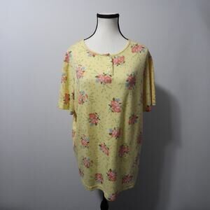 Fashion bug yellow floral print blouse women’s size 14/16W